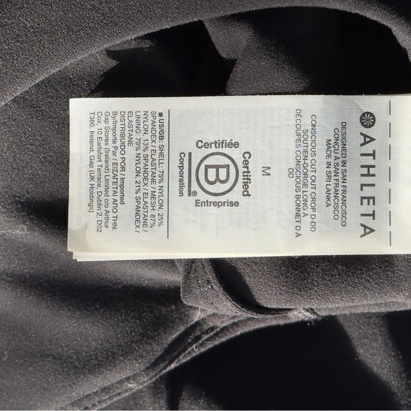 Athleta Conscious Cut Out Crop Tank Top, Black Support Yoga Size Medium - Picture 8 of 12